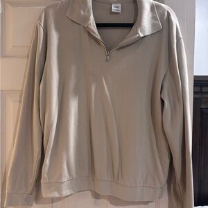 Zara women’s Beige Quarter-Zip Pullover Sweater